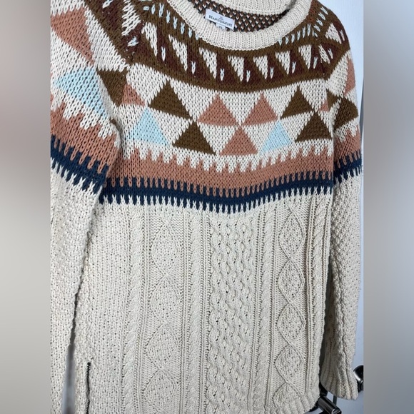 LL Bean Signature Fisherman Tunic Sweater Womens XS Chunky Cable Knit Stripes - Picture 4 of 11